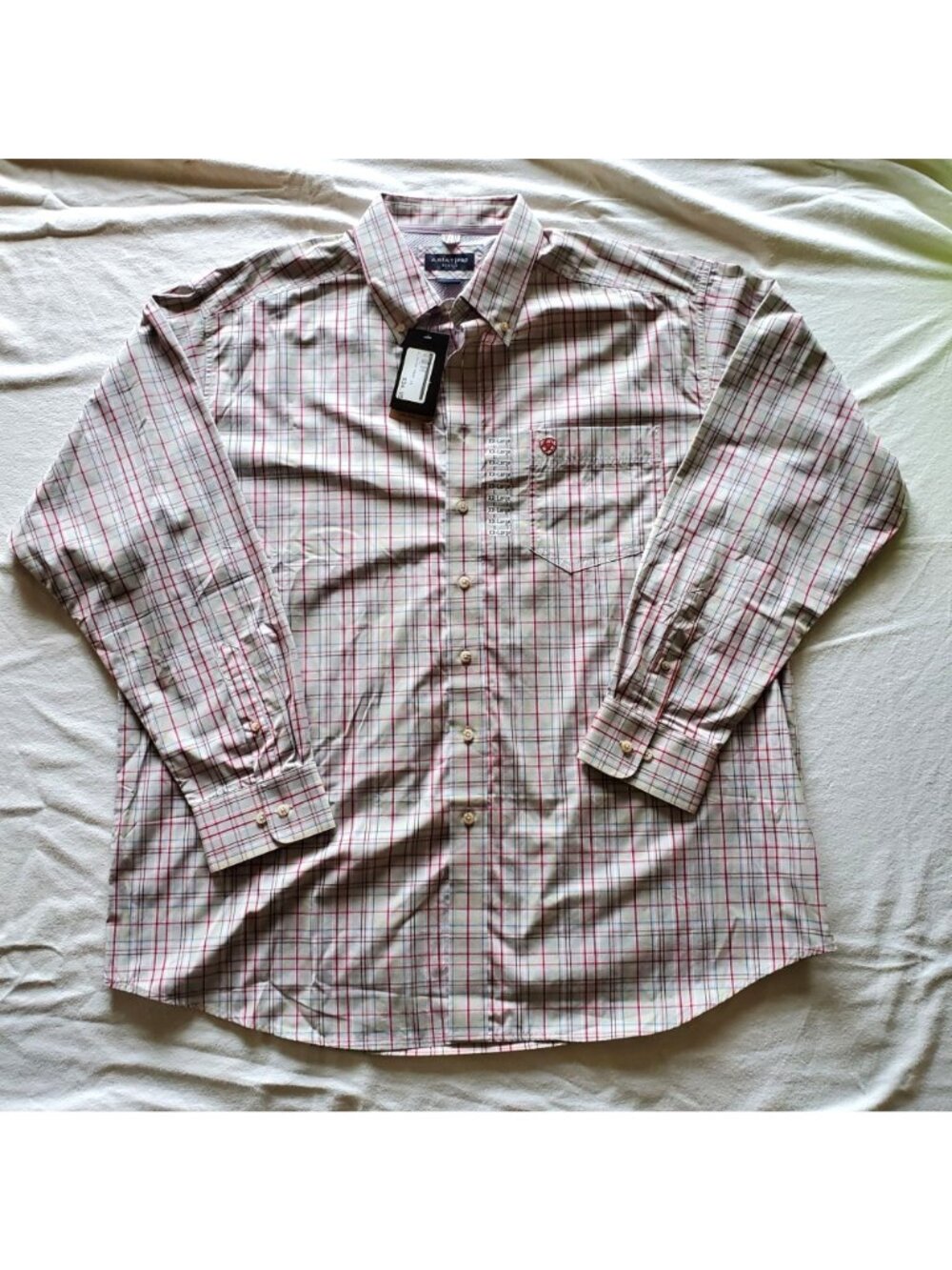 Ariat Pro Series Mens XXLarge Plaid Long Sleeve Button Shirt Tan XXL 2XL - Picture 15 of 16